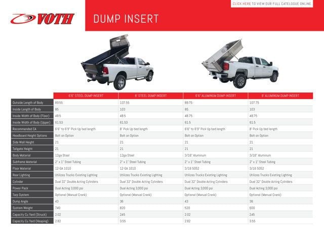 2025 VOTH 6.6ft Aluminum Dump Insert For Both Short and Long Box Pickup Truck - 22921062 - 2