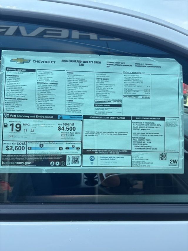 2026 Chevrolet Colorado Crew Cab Short Box 4-Wheel Drive Z71 - 22894637 - 22