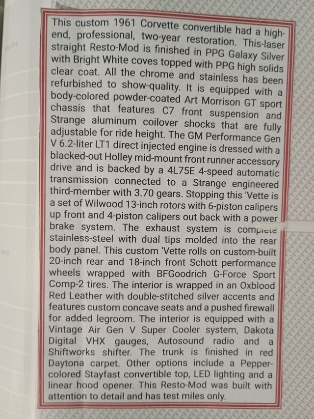 1961 Chevrolet Corvette Restomod Gen V LT1 - 22973781 - 2