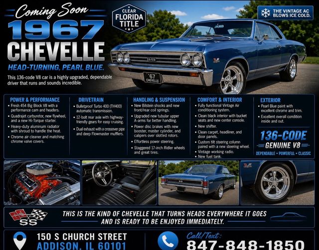 1967 Chevrolet Chevelle BIG BLOCK 454 - 12 BOLT - AC - DUAL EXHAUST - 23034128 - 0