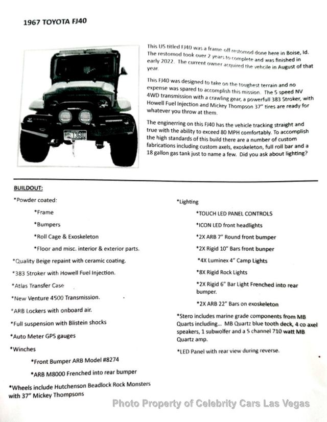 1967 Toyota FJ40 Frame- Off Restomod - 23050688 - 5