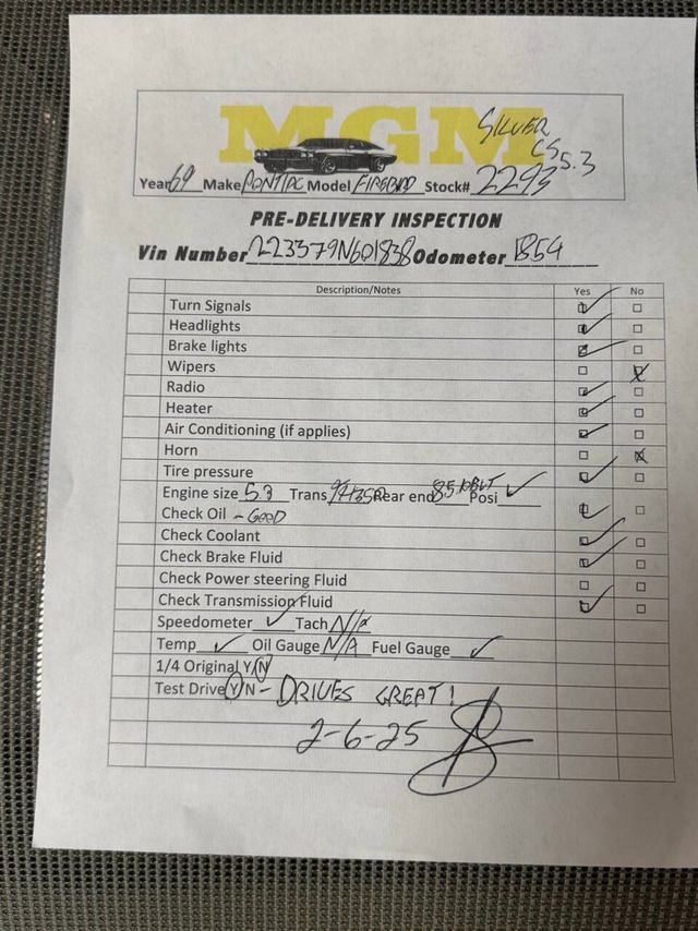 1969 Pontiac Firebird PRO TOURING 5.3 AUTO COLD AC - 22936442 - 66