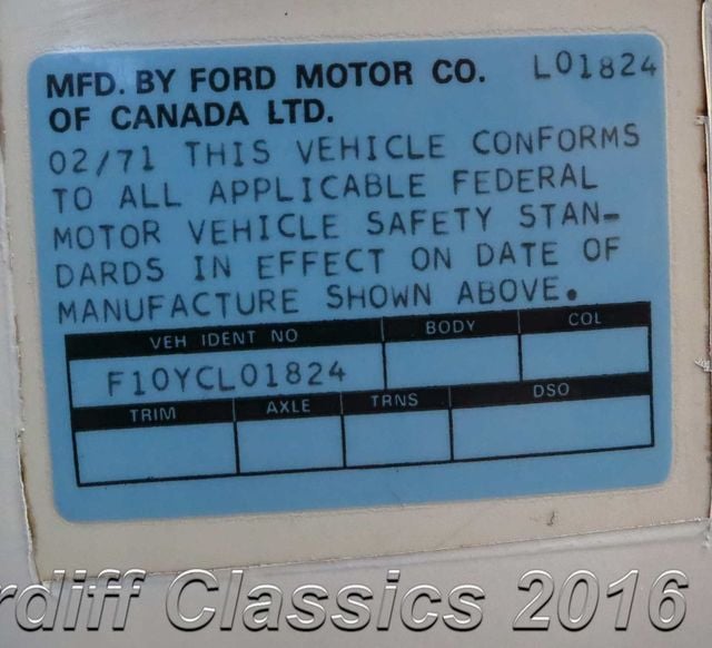 1971 Ford F-100 Sport Custom SHORT BED STYLESIDE PICKUP  - 14956775 - 21