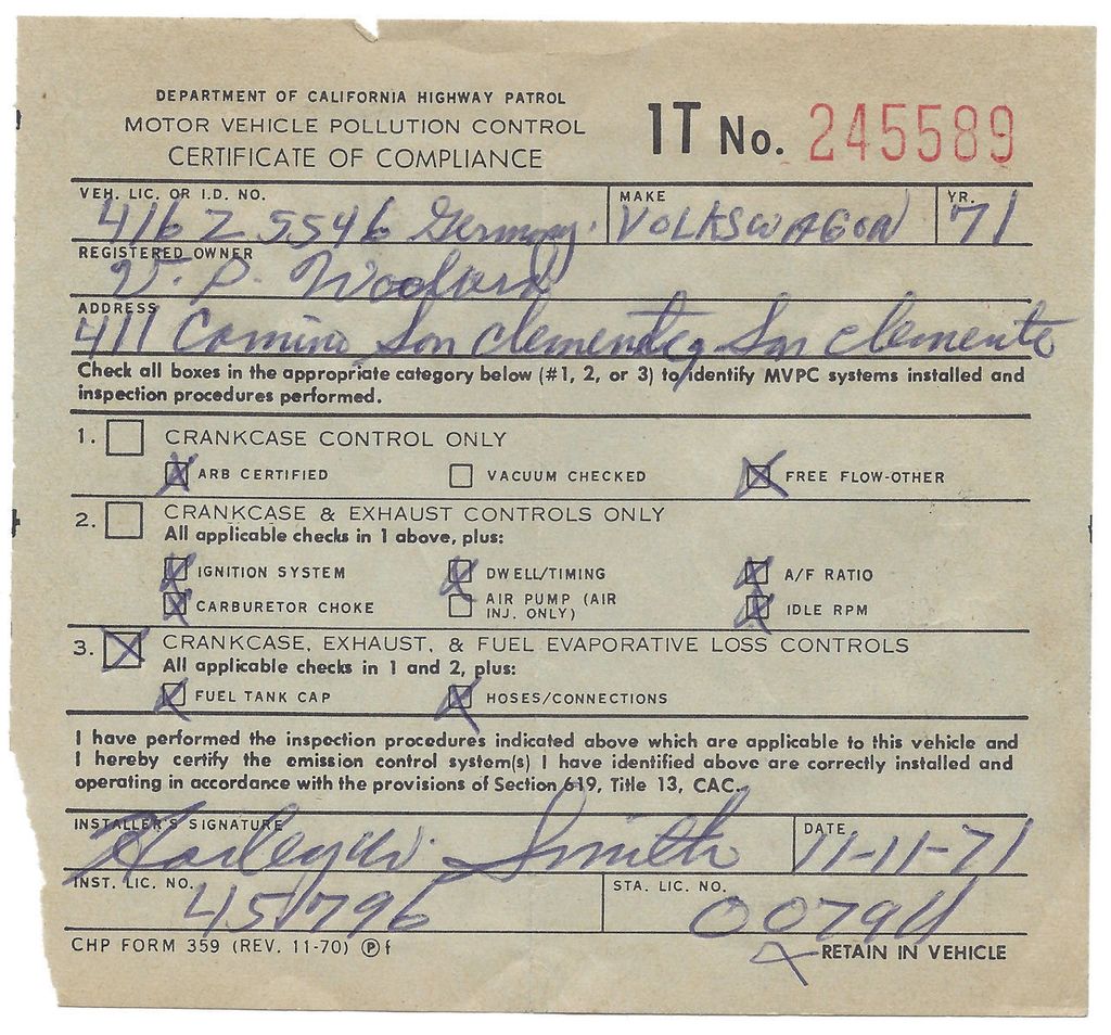 1971 Volkswagen Westfalia Bus 1600cc Campmobile T2 - 15310142 - 27