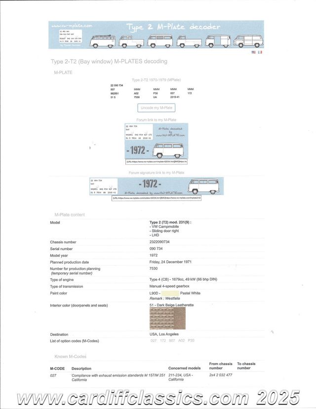 1972 Volkswagen Westfalia Tin-Top Camper  - 22689052 - 25