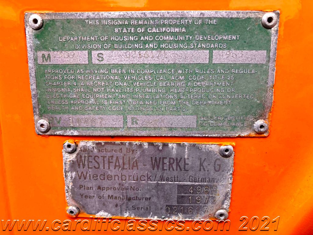 1973 Volkswagen Type 2 Westfalia Campmobile  - 20988367 - 34