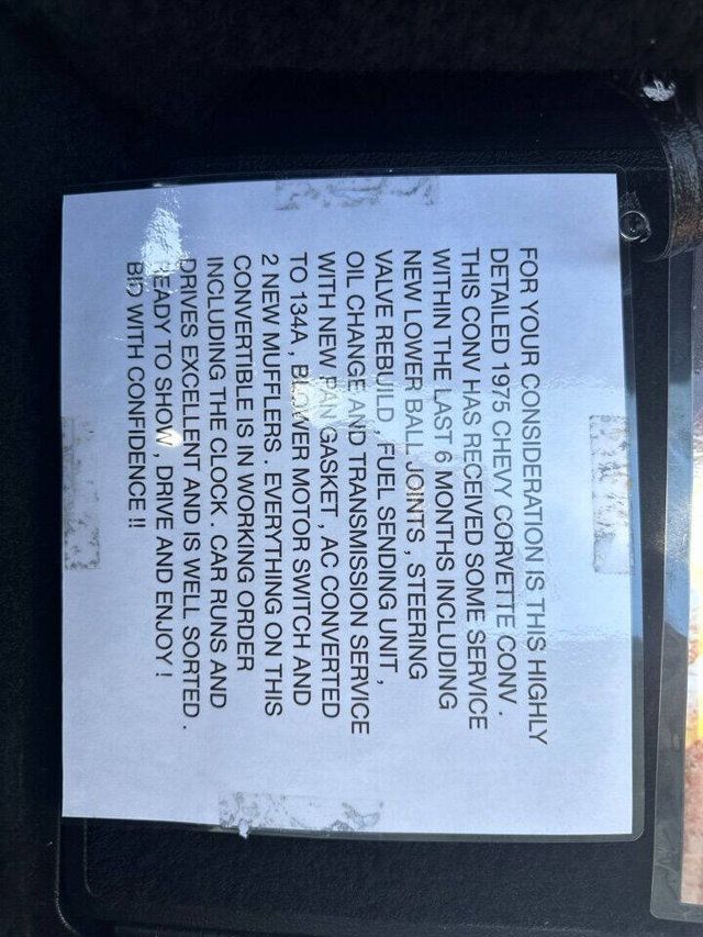 1975 Chevrolet Corvette L-48 350 CI V-8, Automatic, Air Conditioning - 22964804 - 29