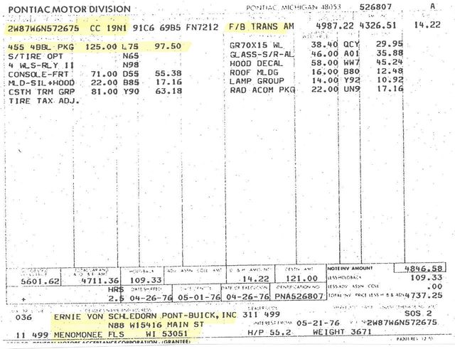 1976 Pontiac Trans-Am  455ci 4-speed  - 15156160 - 26