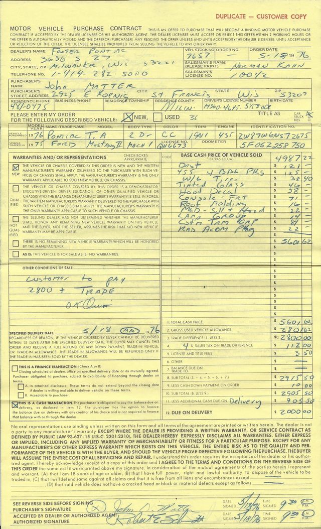 1976 Pontiac Trans-Am  455ci 4-speed  - 15156160 - 27