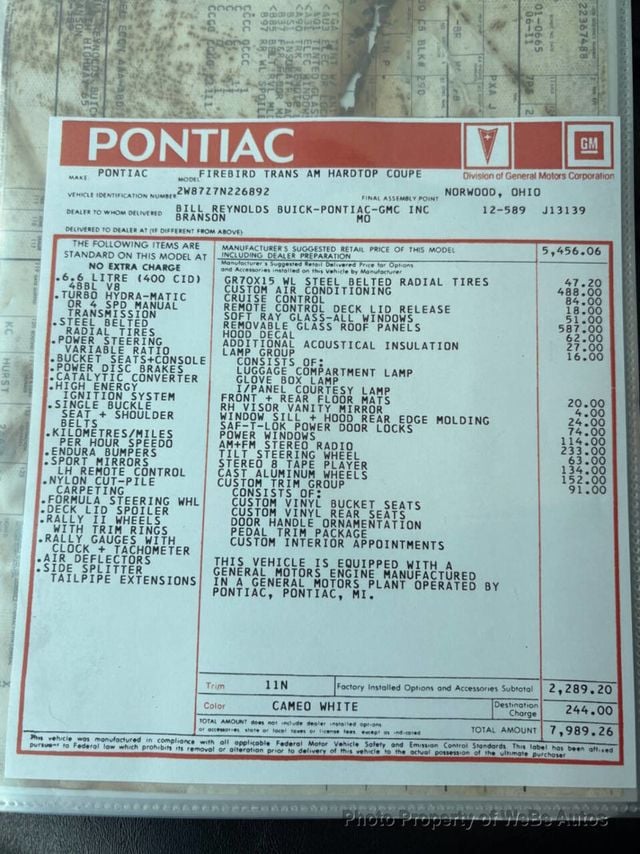 1977 Pontiac Firebird  - 22968943 - 54