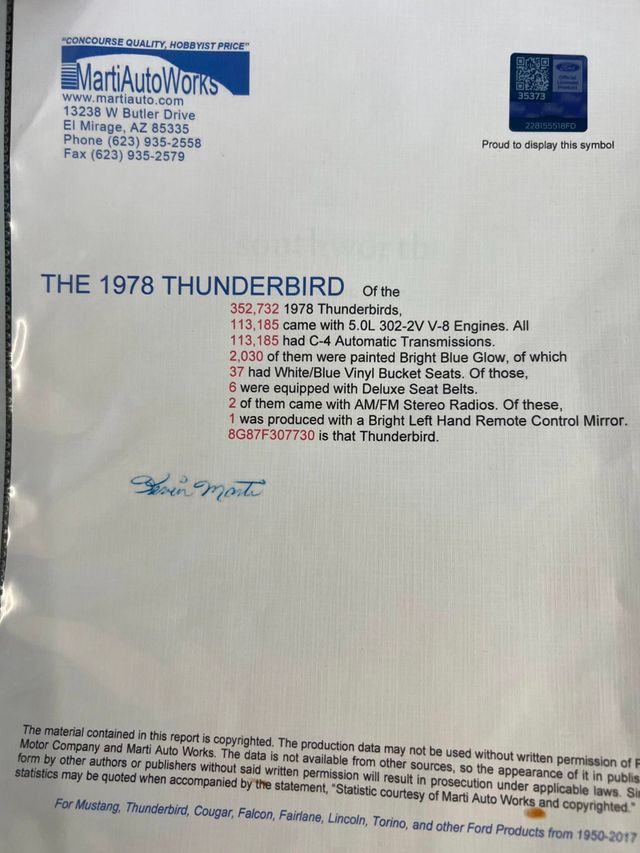 1978 Ford Thunderbird For Sale - 22353653 - 50