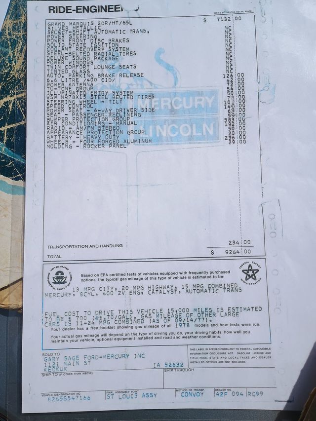 1978 Mercury Grand Marquis 1978 Mercury Grand Marquis - 22901124 - 83