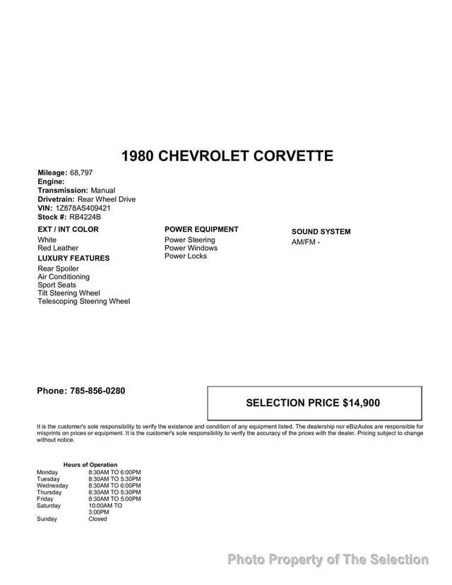 1980 Chevrolet CORVETTE C3 GENERATION SHARK - 23009244 - 2