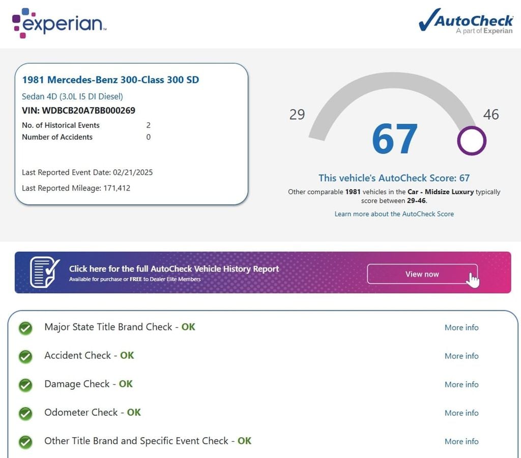 1981 Mercedes-Benz 300 SD Turbo Diesel Clean AutoCheck - 22922060 - 67