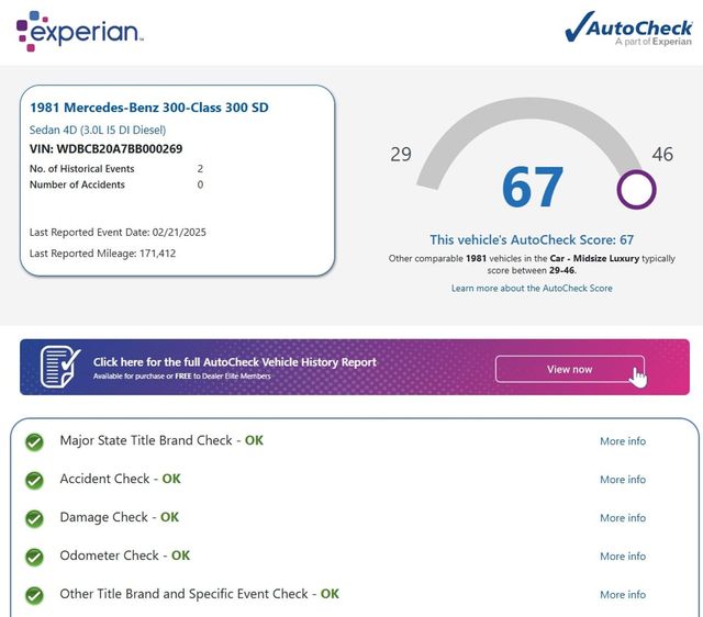 1981 Mercedes-Benz 300 SD Turbo Diesel Clean AutoCheck - 22922060 - 67