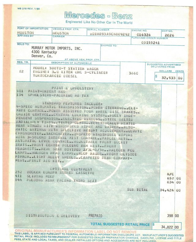 1982 Mercedes-Benz 300TD Wagon  - 22165847 - 30