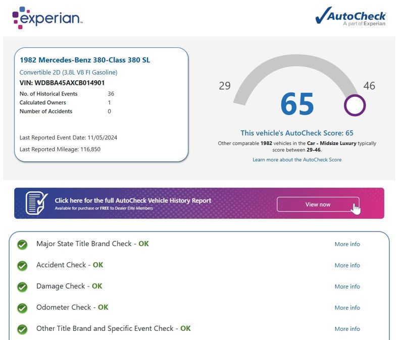 1982 Mercedes-Benz 380 380 SL 1 Owner Clean Carfax Florida Car - 22866810 - 1