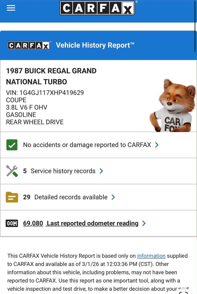 1987 Buick Regal HARDTOP 3.8 TURBO - CLEAN CARFAX -WINDOW STICKER - 23061315 - 11