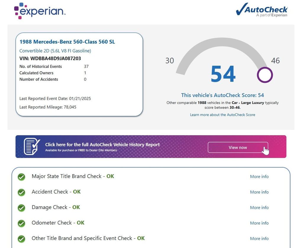 1988 Mercedes-Benz 560 560SL 1 Owner Clean Carfax Florida Car - 22946172 - 1