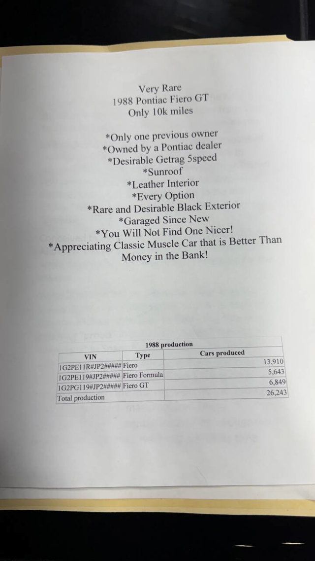 1988 Pontiac Fiero GT 2dr Coupe - 22980011 - 63