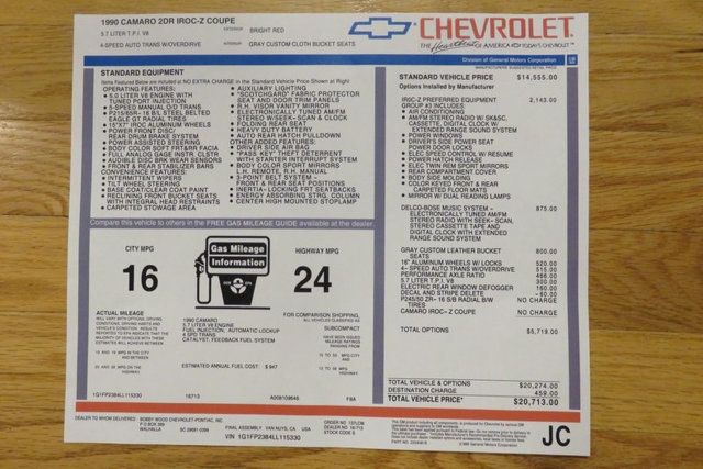 1990 Chevrolet Camaro 2dr Coupe IROC Z - 23012249 - 28