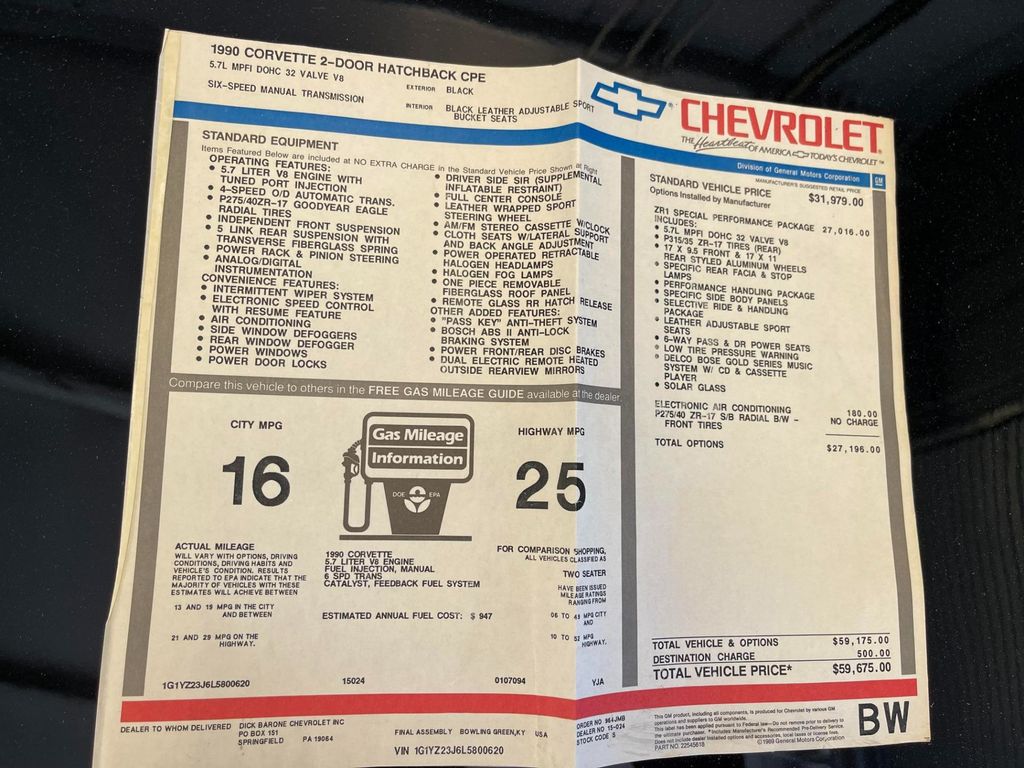 1990 Chevrolet Corvette 2dr Coupe Hatchback - 21925800 - 23