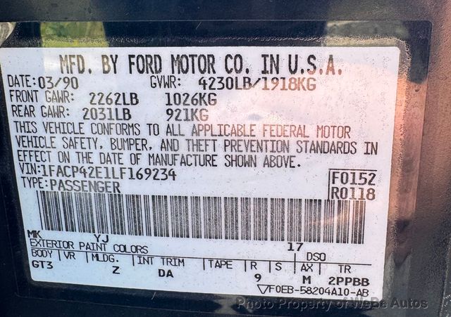 1990 Ford Mustang One Owner  - 23042745 - 26