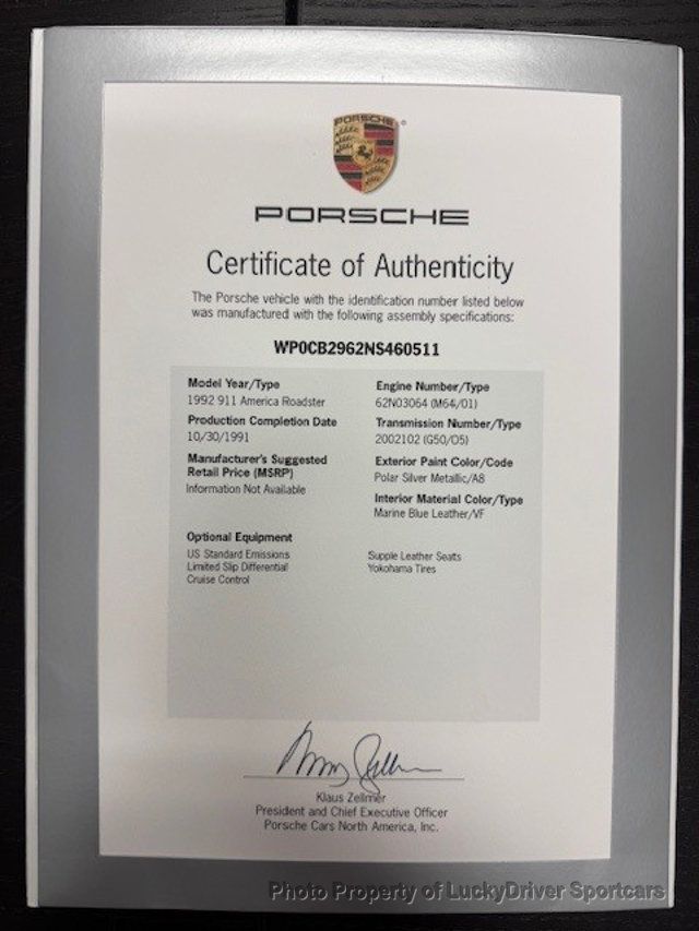 1992 Porsche 911 America Roadster 2dr America Roadster 5-Speed - 23003312 - 40