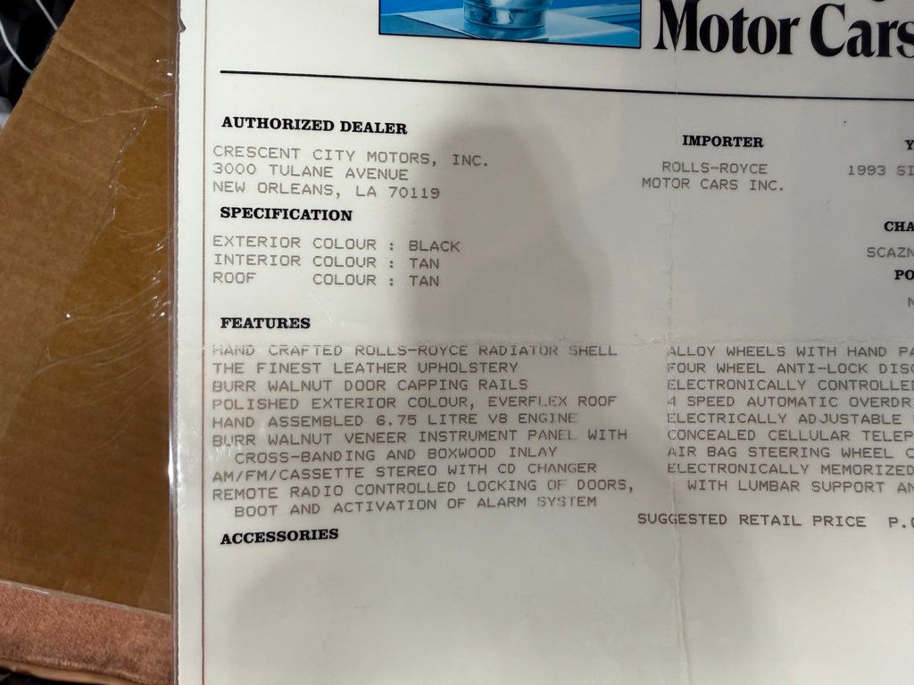 1993 Rolls-Royce Silver Spur Base Trim - 22987855 - 93