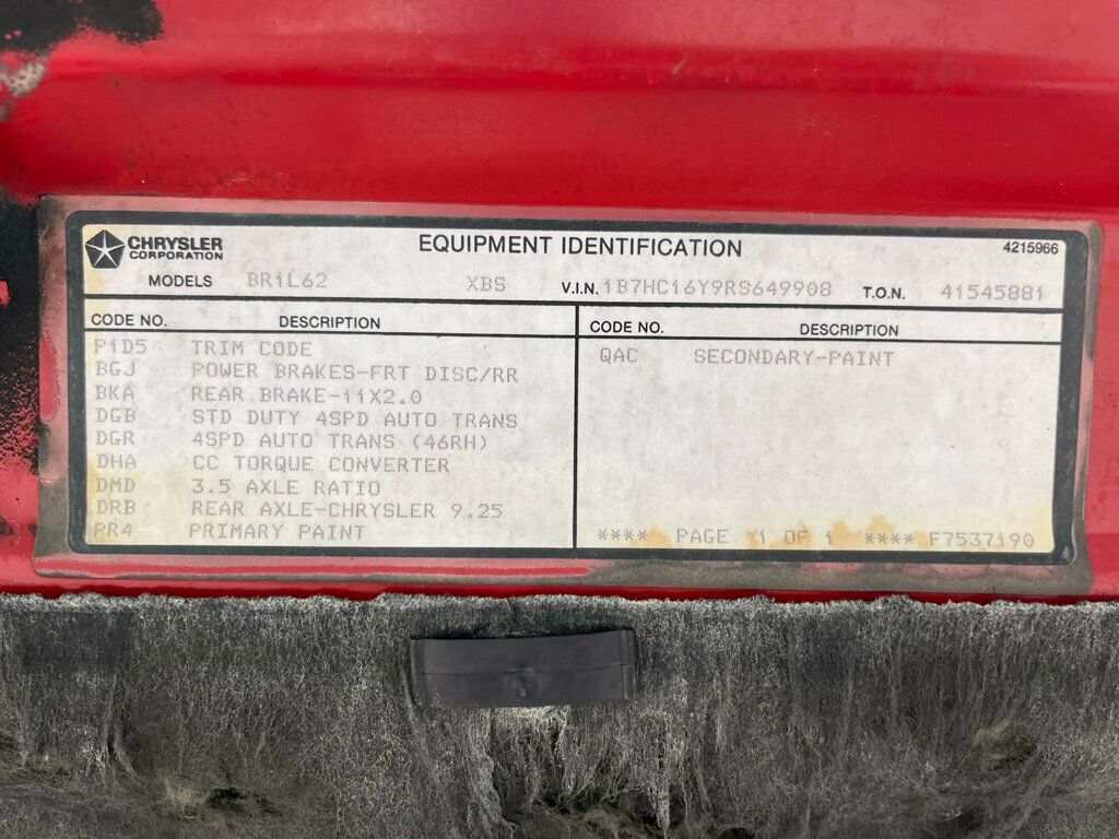 1994 Dodge Ram 1500 Pappys Fishing Truck - A Mint Original Example Mopar - 23055616 - 67
