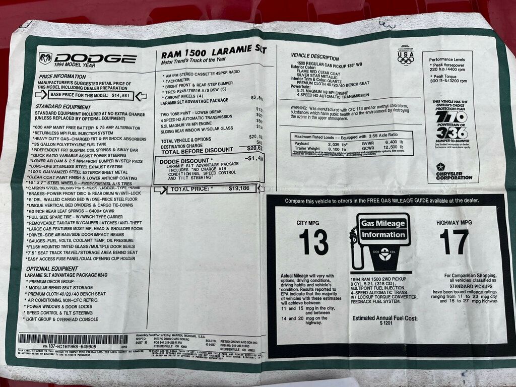 1994 Dodge Ram 1500 Pappys Fishing Truck - A Mint Original Example Mopar - 23055616 - 81