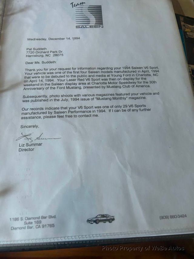 1994 Ford Mustang Saleen Sport For Sale - 22875115 - 97