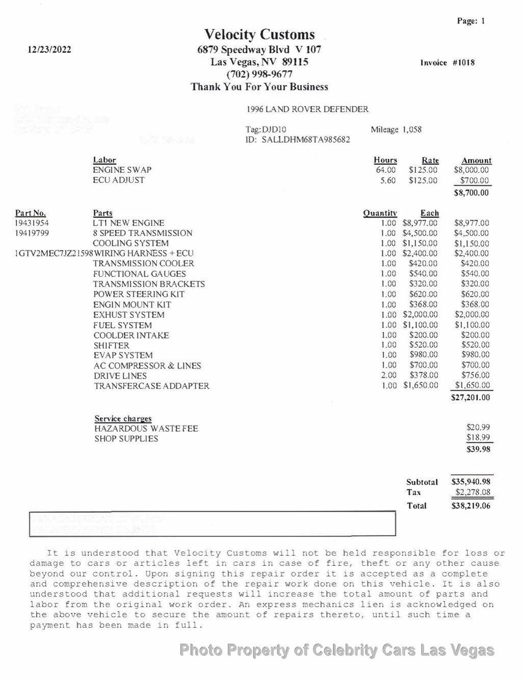 1996 Land Rover Defender 110 Helderburg -LT1 V8 Swap - 23004909 - 21