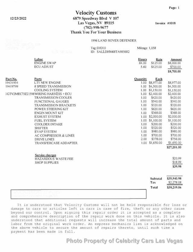 1996 Land Rover Defender 110 Helderburg -LT1 V8 Swap - 23004909 - 21