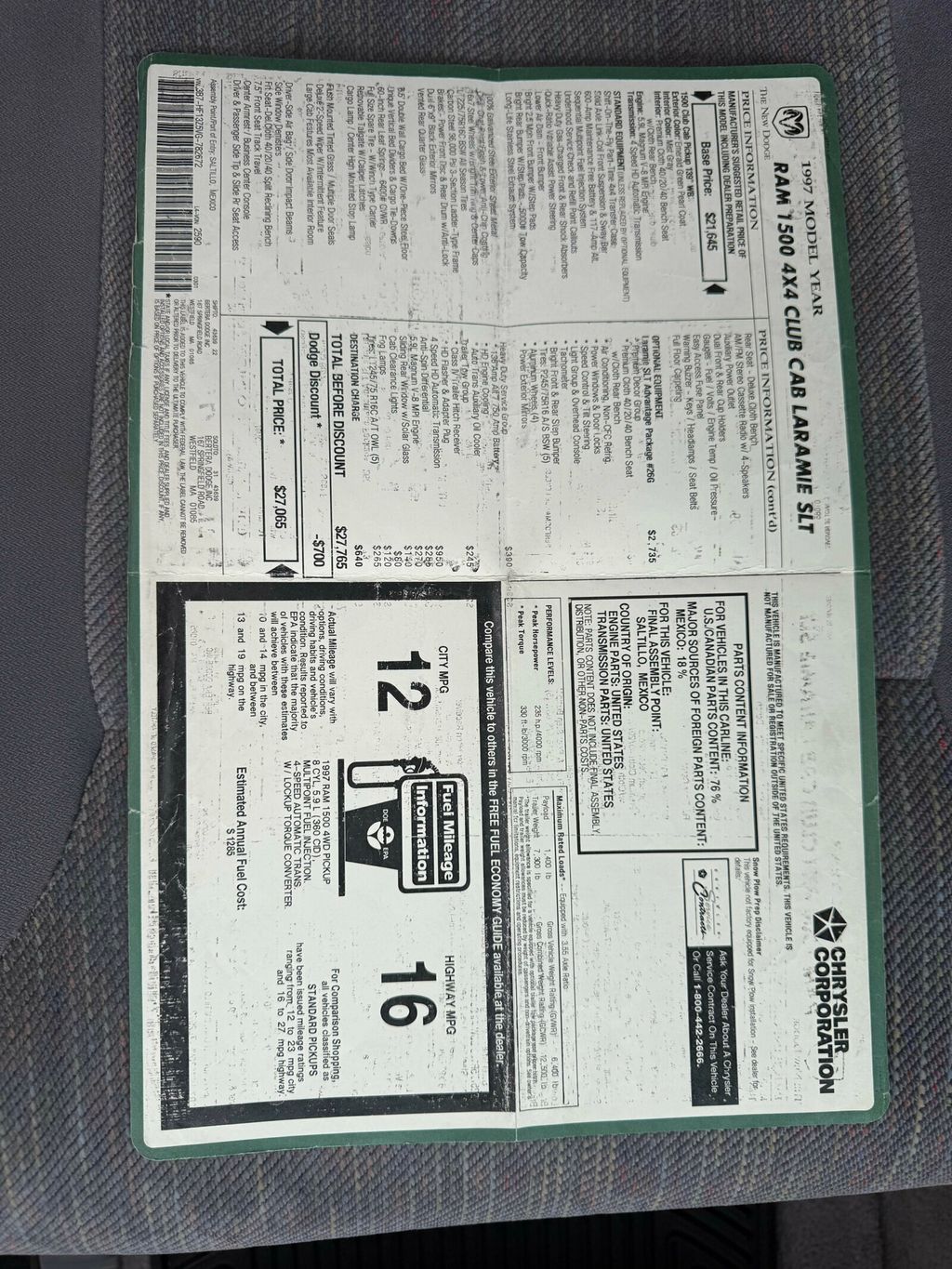 1997 Dodge Ram 1500 Laramie SLT, 4x4, Magnum V8, Heavy Duty Service Group - 23005824 - 29