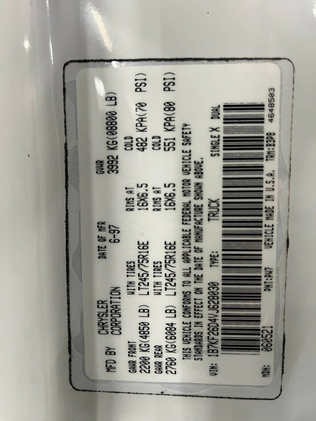 1997 Dodge Ram 2500 Legendary 12 Valve Cummins Turbo Diesel Regular Cab Long bed 4x4 - 23001274 - 10