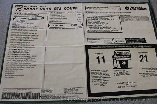 1997 Dodge Viper 2dr GTS Coupe - 22784096 - 50