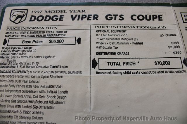 1997 Dodge Viper 2dr GTS Coupe - 22784096 - 51