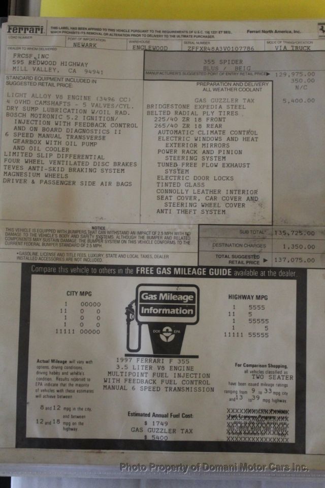 1997 Ferrari F355 Spider 6 Speed Gated Being Own for  $799 @ month - 19034668 - 2