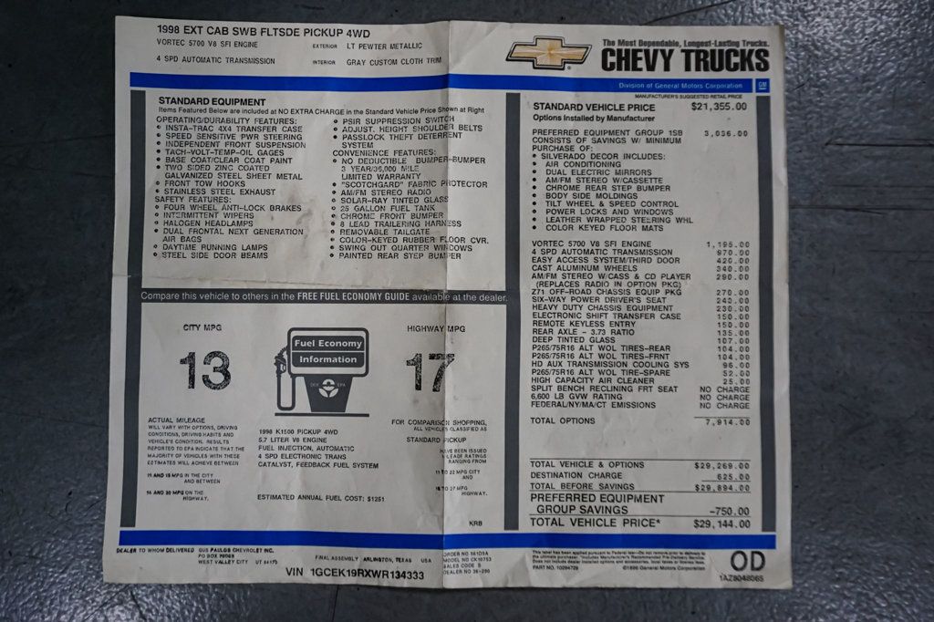 1998 Chevrolet C/K 1500 *Silverado 1500* *Z71 4x4* *Ext Cab* *West Coast Truck* - 22930218 - 68