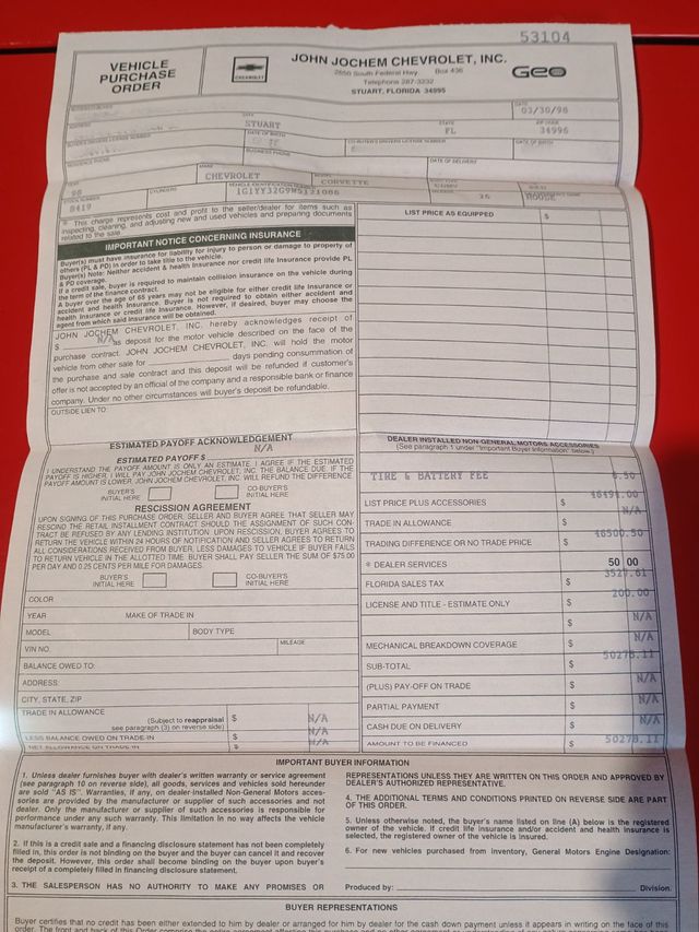 1998 Chevrolet Corvette 2dr Convertible 1 Owner Clean Carfax Florida Car - 22975844 - 51