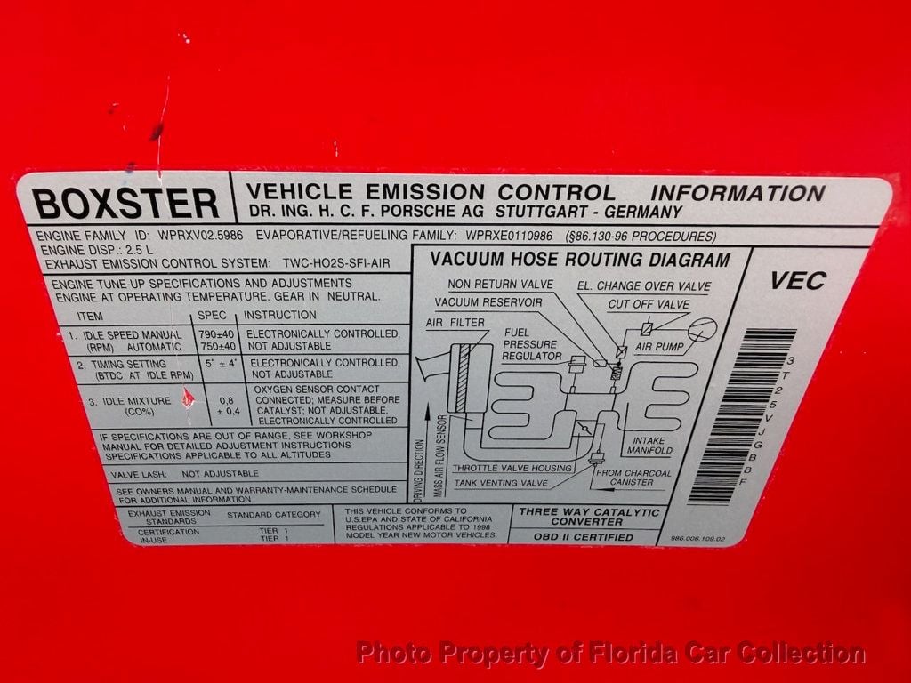 1998 Porsche Boxster Roadster Convertible Sport Manual - 22909650 - 89