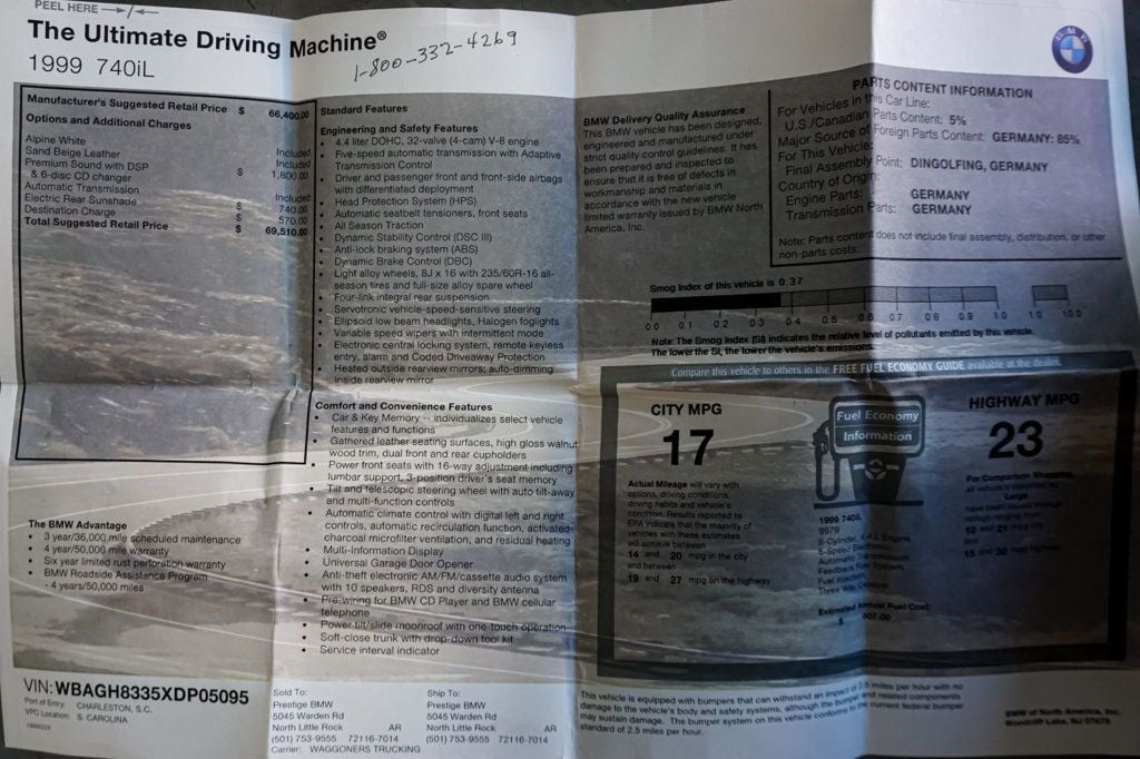 1999 BMW 7 Series *E38 740iL* *Alpine White* *Only 27k Miles* *M-Parallel Wheels* - 22941143 - 96