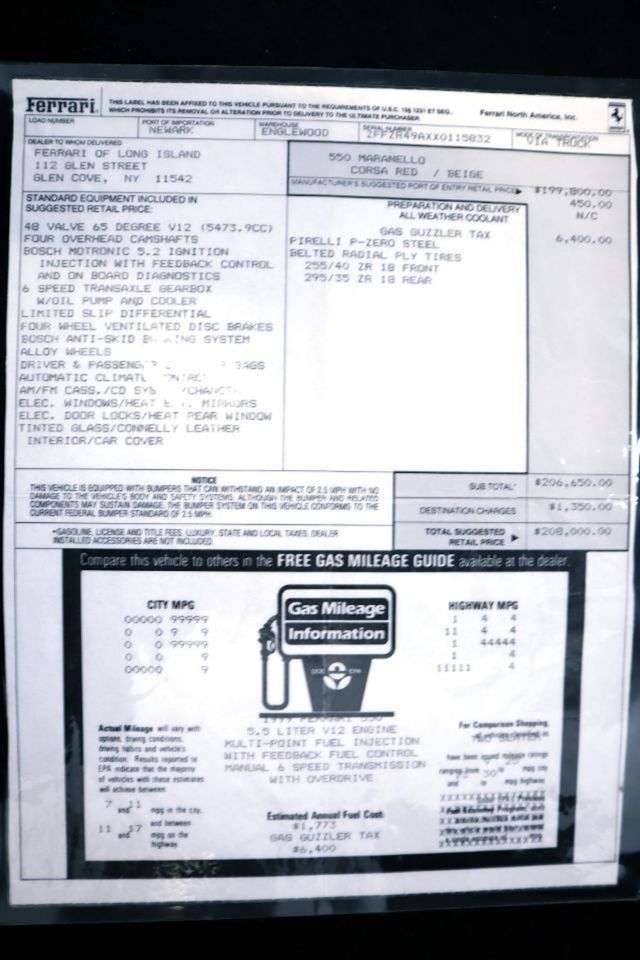 1999 Ferrari 550 MARANELLO * ONLY 13,996 ORIGINAL OWNER MILES!! - 21195186 - 53