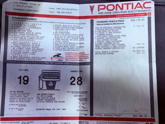 1999 Pontiac Firebird 2dr Coupe Trans Am - 22904685 - 6