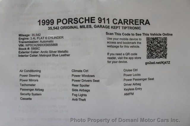1999 Porsche 911 Carrera 35,542 ORIGINAL MILES, GARAGE KEPT TIPTRONIC - 20472009 - 3