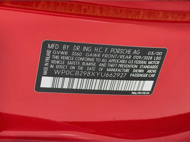 2000 Porsche Boxster 2dr Roadster S Manual - 23075751 - 34