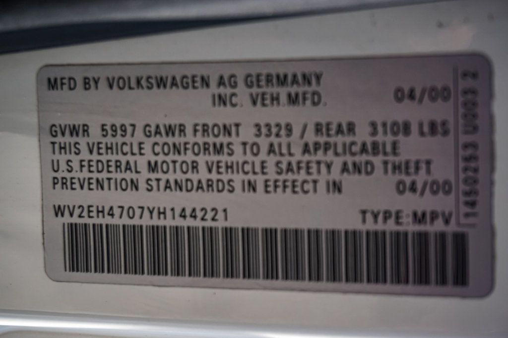 2000 Volkswagen Eurovan *Winnebago Camper* *California Van* *Super Clean* *Rust-Free* - 23074064 - 18