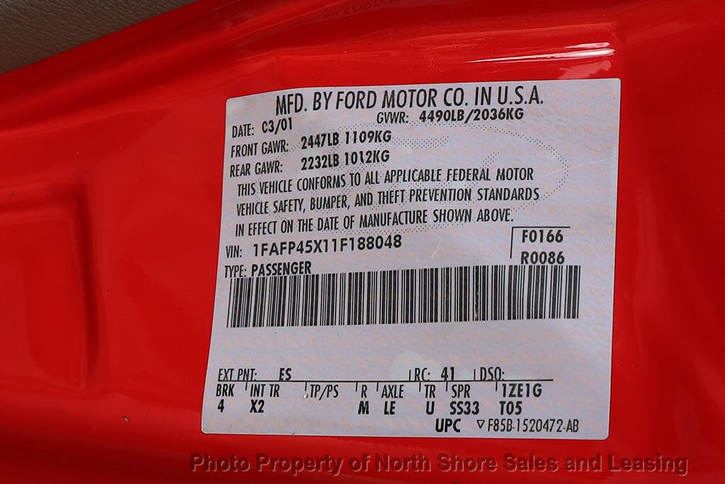 2001 Ford Mustang 2dr Convertible GT Deluxe - 22961913 - 43