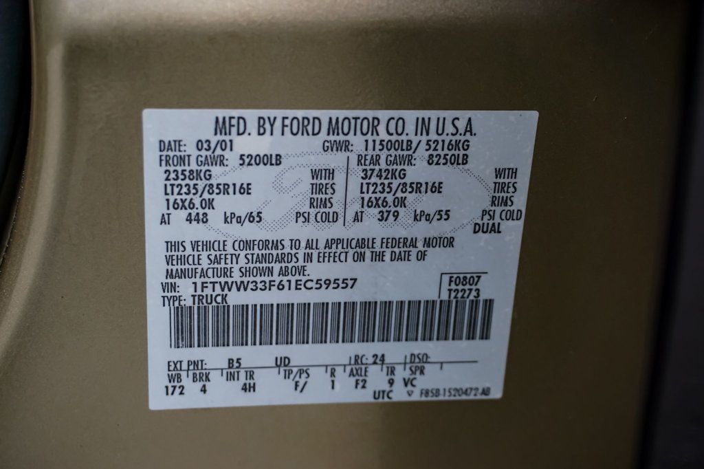 2001 Ford Super Duty F-350 DRW F350 4x4 7.3L 18k Miles - 22829031 - 18